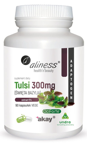 Aliness Tulsi (święta bazylia) ekstrakt 5% 300 mg 90 kaps