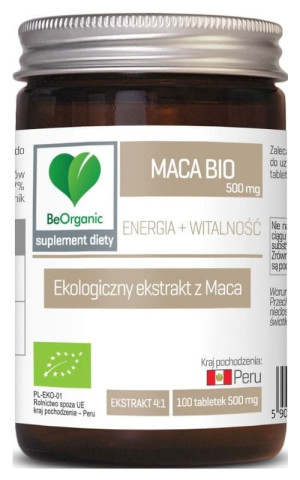 BeOrganic Maca Bio ekstrakt 500 mg, 100 tabletek