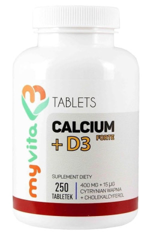 MyVita Forte Calcium + D3 (cytrynian wapnia) 250 tabl