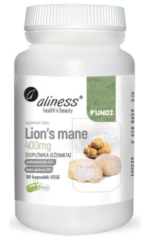 Lions Mane soplówka jeżowata 400 mg 90 kaps Aliness