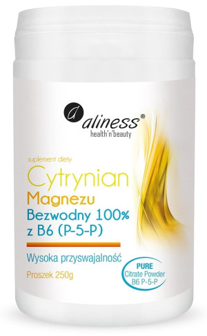 Aliness Cytrynian Magnezu bezwodny 100% z B6 (P-5-P) proszek 250 g