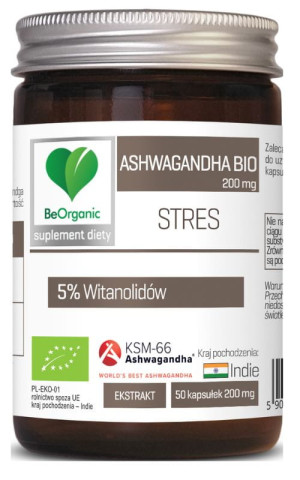 BeOrganic Ashwagandha bio 200mg 50 kapsułek