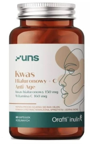 Kwas hialuronowy + witamina C 60 kapsułek UNS