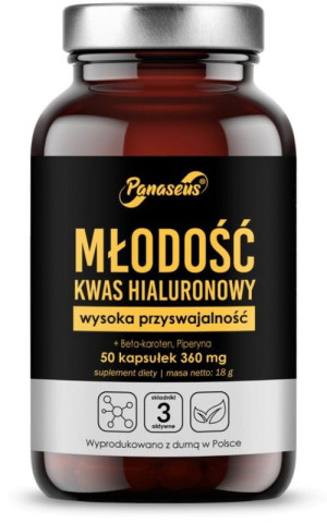 Panaseus Kwas hialuronowy Młodość 50 kapsułek