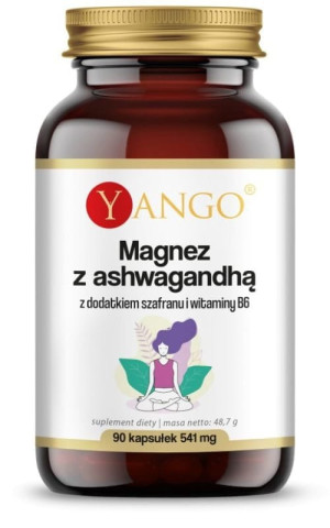 Yango Magnez z ashwagandhą z dodatkiem szafranu i witaminy B6 90 kapsułek