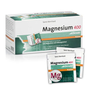 Magnez Direkt 400 mg 60 sasz. malinowy smak (Cytrynian + tlenek) Sanct Bernhard