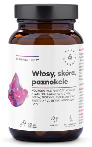 Włosy Skóra Paznokcie - Kolagen rybi NatiCol - 60 kapsułek Aura Herbals