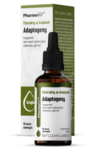 Pharmovit Clean Label Ekstrakty w kroplach Adaptogeny 30 ml