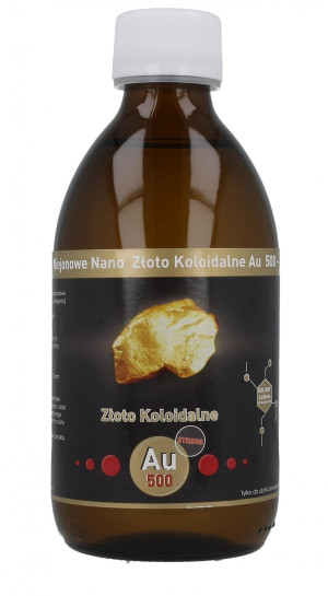 Strong Niejonowe Nano Złoto koloidalne Au 500, 50 ppm 300 ml, Vitacolloids