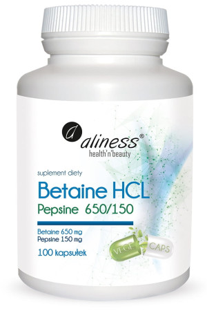 Aliness Betaina Betaine HCL Pepsyna 650/150 mg 100 kaps