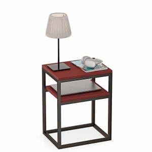 Stolik nocny z półka loft Indri Plus - Czerwony - YRKE