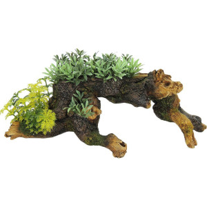 Akvariedekoration Trädstam med växter - 32.8x13x13 cm
