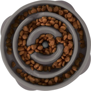 Fun Feeder Slo Bowl - Grå - M - Ø20,5x5cm - 500 ml