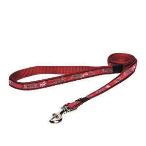 Rogz Designerkoppel - M - Red Bone - 15 mm x 180 cm