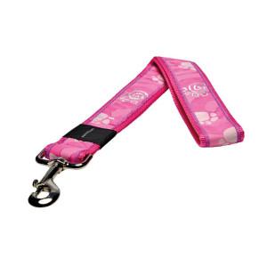 Rogz Kortkoppel - XXL - Pink Paw - 40 mm x 50 cm