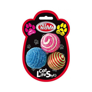 Kattleksak Bollar Mix - 4 cm - 3-pack