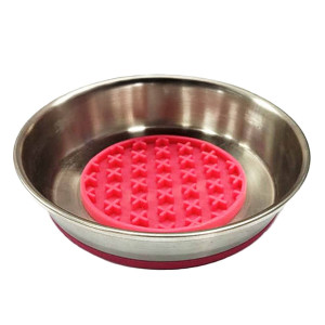 Kattskål Rostfri Slowfeeder - Rosa - 290 ml