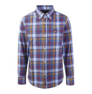 Lion of Porches Camisa Xadrez Azul Indigo Claro