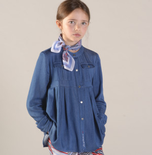 Lion of Porches Camisa Denim Fluída Azul Indigo