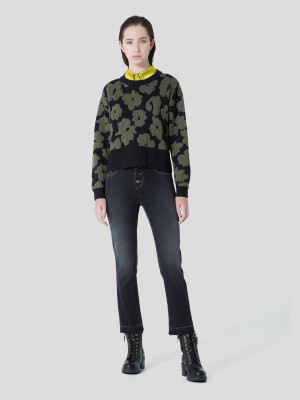 Lion of Porches Camisola Jacquard Floral Preto