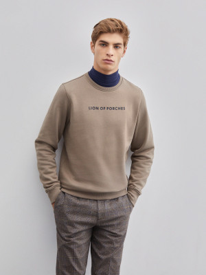 Lion of Porches Sweatshirt com estampado lettering Bege