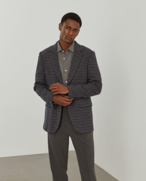 Lion of Porches Blazer slim fit em algodão e lã Cinza Mescla Escuro
