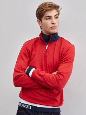 Lion of Porches Camisola com fecho e detalhe de riscas Vermelho
