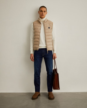 Lion of Porches Calças para homem denim regular fit com cinco bolsos Marinho