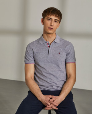 Lion of Porches Polo para homem slim fit de algodão com logo no peito Cinza Claro