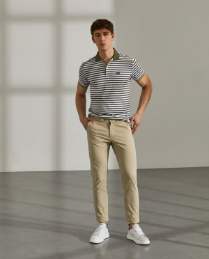 Lion of Porches Calças para homem slim fit chino de algodão stretch Bege