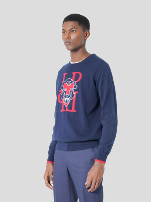 Lion of Porches Camisola bordada em algodão premium quality Marinho