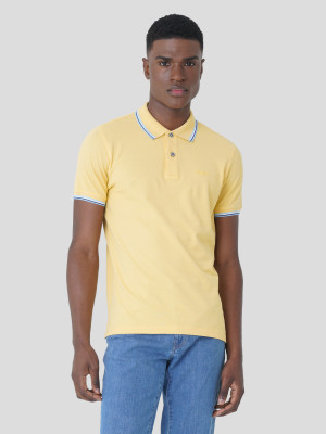 Lion of Porches Polo piqué com detalhe de riscas Amarelo