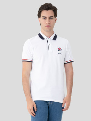 Lion of Porches Polo piqué tricolor Branco