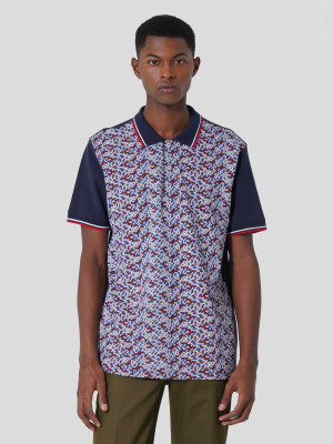 Lion of Porches Polo estampado com monogramas Marinho