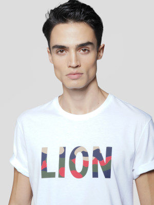 Lion of Porches T-Shirt com estampado camuflado Branco