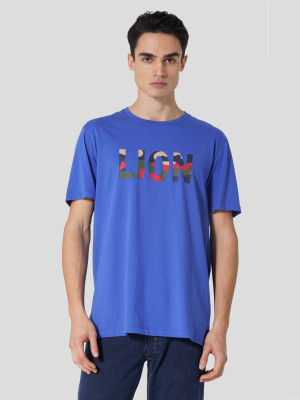 Lion of Porches T-Shirt com estampado camuflado Azul Porto