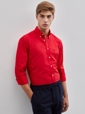 Lion of Porches Camisa popelina regular fit Vermelho