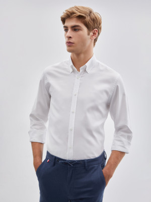 Lion of Porches Camisa para homem slim fit de algodão Branco