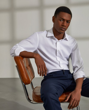 Lion of Porches Camisa para homem slim fit de algodão Branco