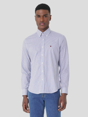 Lion of Porches Camisa riscas slim fit Azul Indigo
