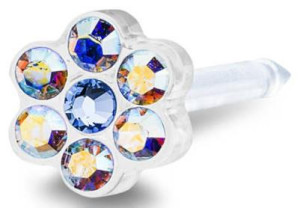 Blomdahl Kolczyk do przekłuwania uszu z plastiku medycznego Daisy 5mm Rainbow Alexndrite (kwiatek opalizujący)