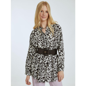 Celestino Εμπριμέ μακριά μπ??ύζα - Ασπρ?-μαυρ? - Grootte: M-L;XL-2XL - θη?υκός