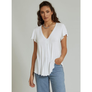 Celestino Μπ??ύζα με πιέτα - Λευκ? - Grootte: S-M;L-XL;2XL-3XL - θη?υκός