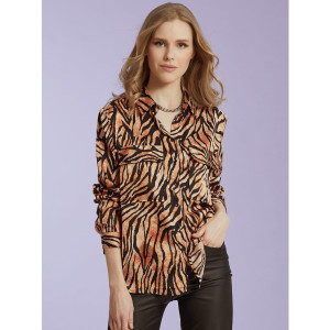 Celestino Ασύμμετρ? π?υκάμισ? σε animal print - Καμη?? - Grootte: S;M;L - θη?υκός