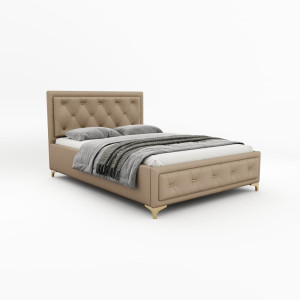 Łóżko tapicerowane Glamour Luxe 120/200 z pojemnikiem Beż