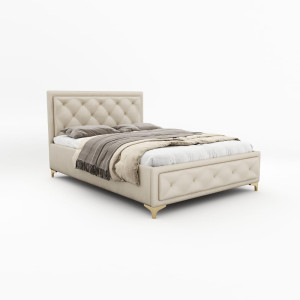 Łóżko tapicerowane Velvet Dream Premium z nóżkami 180/200 z pojemnikiem Beż