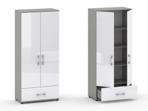 Szafa biurowa NeoOffice G80 - 2 drzwiowa z szuflada 80 cm. 4 półki