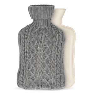 Wärmflasche aus Gummi mit Pullover-Plüschbezug, 2 L