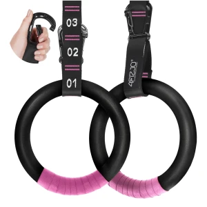 Gymnastik-Klimmzugringe ABS schwarz und rosa