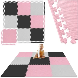 Pädagogische Puzzle-Spielmatte für Kinder 180 x 180 cm, rosa